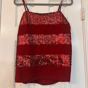 DAVI & DANI Red Sequin Top